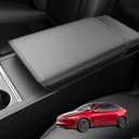 Wigoo Tesla New Model Y Juniper & Model 3 Highland Nappa Leather Center Console Armrest Cover [Anti-Scratch, Cushioned, No Logo ] Lid Cover Model 3 (2024~2026)/New Model Y Juniper Accessories, Black