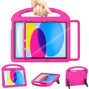 Kids Case for iPad A16 11th Generation 11Inch 2025/iPad 10th Generation 10.9 Inch 2022, Sanyetral Lightweight Shockproof Cover with Screen Protector/Pencil Holder/Handle/Stand for iPad 10th/11th -Pink