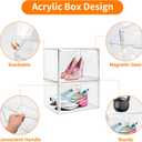 3 Pack Clear Acrylic Sneaker Shoe Display Case,Shoe Storage Boxes Stackable,Acrylic Boxes for Shoes Display with Lid,Boot Storage Organizer for Tall Boot,Purse Handbag Organizer for Closet