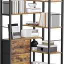 Corner Bookshelf, 7 Tier L-Shaped Bookcase with 3 Drawers, Storage Corner Shelf, Freestanding Tall Display Shelf, Industrial Style, for Living Room, Home Office, Rustic Brown and Black SJ10BR