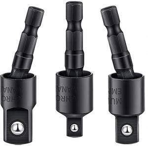 3Pcs 1/4" 3/8" 1/2" Bits 360Rotatable,Impact Grade Socket Adapter/Extension Set Turns Power Drill Into High Speed Nut Driver,for Cordless Drills Ratchet Extension,Universal Socket Wrench Adapter Set