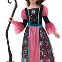 Spooktacular Creations Witch Costume for Girls, Halloween Dress with Broom, Kids Moon Shimmer Witch Set for Wizard Role Play (Large(10-12 yrs), Pink)