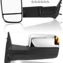 Motoforti Tow Mirrors, Chrome Plated Manual Folding Trailer Towing Side Mirrors, for Dodge for Ram 1500 2009-2012 for Ram 2500 3500, Turn Signal Light Puddle Lamp Power Heated, 1pair