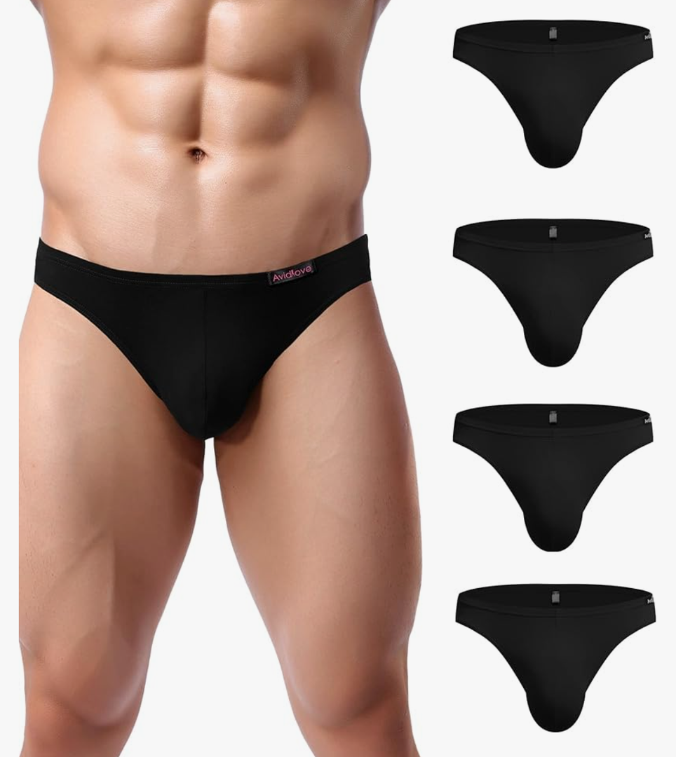 Avidlove Mens Bikini Underwear Low Rise Briefs Microfiber Underpants 4 Pack L