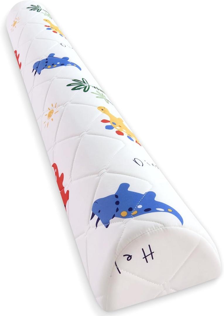 1-Pack Premium Foam Bed Bumpers for Toddler, Non-Slip Bed Rails for Toddlers for Twin, Queen, King Beds, Machine Washable Bumpers Cover for Easy CareSize52" x 7" x 5" (Fun Dinosaur)