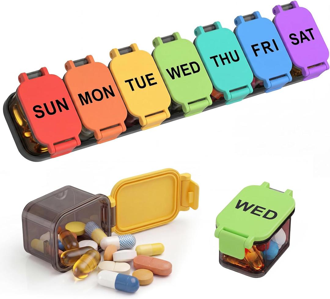 Extra Large Weekly Pill Organizer - Waterproof 7-Day Pill Box, Portable Vitamin & Supplement Case, Easy to Open Design, Ideal for Travel and Daily Medication Management