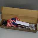 4th of July Decorations Outdoor American Flag Lights, 8-Pack Solar Powered Pathway Lights with USA Flags and LED Stars, Red White and Blue Patriotic Yard Decor
