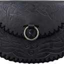 HiiFeuer Viking Embossed Belt Bag, Vintage Medieval Faux Leather Side Pack, Middle Ages Portable Belt Pouch For LARP Ren Faire (Black B)