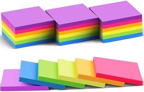 (24 Pack) Sticky Notes 3x3 in Post Bright Stickies Colorful Super Sticking Power Memo Pads, Strong Adhesive, 74 Sheets/pad