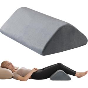 Knee Wedge Pillow 6.3'' for Post-Surgery Recovery-Leg Elevation Support for Sleep Position, Alleviating Lower Back & Hip Pain Enhancing Circulation in Ankles Legs Triangle Pillow with Removable Cover (19.7*14.2*6.3 Inchfor height under 5'3", Gray)