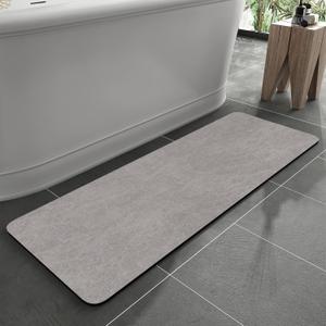 MontVoo -Bath Mat Rug-Rubber Backing Non Slip Quick Dry Absorbent Thin Bathroom Rugs Fit Under Door-Faux Suede Surface Bathroom Floor Mats-Shower Rug for in Front of Bathtub Shower Gray 24"x48" (Grey)