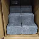 STAWIME Dog Stairs for Bed, Dog Steps for High Bed, Pet Steps for Small Dogs and Cats, NonSlip Balanced Pet Ramp Indoor (Grey, 18.2" H x 15" W x 24" L, 4)