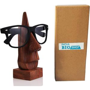 Wooden Spectacle Holder Classic Hand Carved Rosewood Nose Shaped Sunglass Holder Stand, Spec Holder, Father Day Gifts, Eyewear Retainer, Eyeglass Stand for Men & Women - 6 Inch