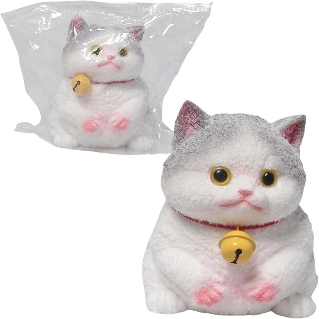 1pcs Gray Big Squishy Cat Toy, Handmade Large Cute Soft Cat Funny Squeeze Toys for Stress Relief, Cat Shaped Squishy Toys,Cat Toy pet Simulation Cut cat Pinch Toy