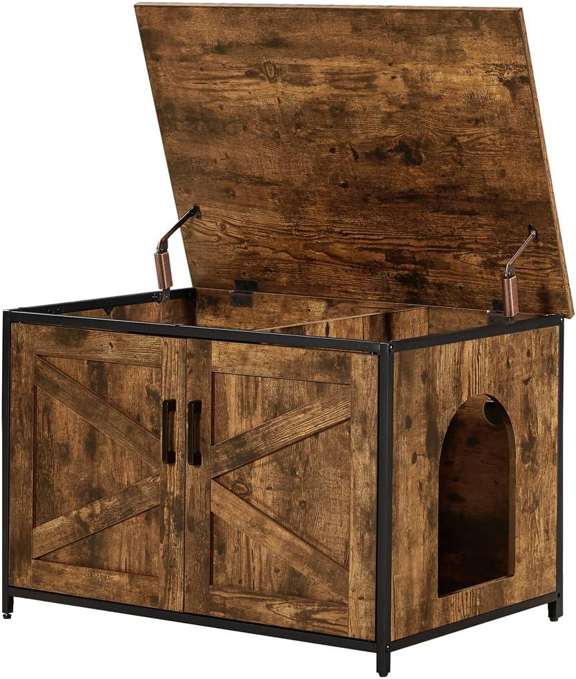 unipaws Top Opening Cat Litter Box Enclosure, Friendly to Elderly People, Waist or Keen Problem People, XL Extra Large Cat Box Furniture, High Jumbo Automatic Litter Box Cover Hidden for Large Cat (Rustic)