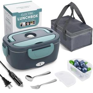 Electric Lunch Box Food Heater, 3 in 1 Ultra Quick Heated Lunch Boxes for Adults, 12V/24V/110V Portable Food Warmer for Car/Truck/Office With Insulated Carry Bag