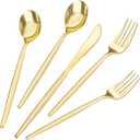 LIYH 360 Pcs Gold Plastic Silverware - Elegant Gold Silverware Disposable Utensils Set for Weddings,Parties & Events - Includes Forks,Spoons,Knives,Cutlery Tableware