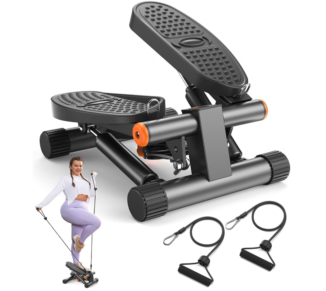 Niceday Steppers for Exercise, Stair Stepper with Resistance Bands, Mini Stepper with 300LBS Loading Capacity, Hydraulic Fitness Stepper with LCD Monitor