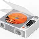 Leapwell CD Player Portable Bluetooth Desktop CD Players for Home with Speakers Rechargeable Small Retro CD Player with LCD Screen Optical USB White
