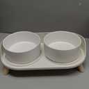 Elevated Ceramic Dog Bowl Set - Double Dog Feeding Bowls with Stand Splash Proof - Raised Dishes for Food and Water - Ideal for Small to Medium Dogs - 2 x 850 ml - 28.74 oz (White)