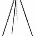 Camping Tripod for Cooking Five-Section Adjustable Campfire Tripod with Adjustable Suspension Chain Suitable for Camping, Campfire,Dutch Oven,Outdoor BBQ (Black)