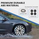 MOTRUM 18 inch Wheel Cover Hubcap Compatible with TES-la Model 3 Highland 2024 2025, [Black & Silver] Full Cover ABS Hubcaps Accessories, with Tape & Centre Caps, 4 PCS