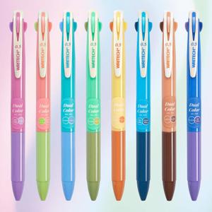 WRITECH Multi Colored Gel Pens: 0.5mm 2 in 1 Assorted Color Ink Fine Point Tip Aesthetic Retractable Pen Smooth Writing No Bleed For Journaling Coloring Drawing 8ct