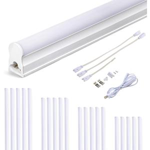 20-Pack LED T5 Integrated Single Fixture, 4FT Linkable LED Shop Light, 20W T5 Tube Lights for Garage Warehouse Workshop Basement, 2200lm, 6500K(Cool White), Plug&Play, Built-in ON/Off Switch
