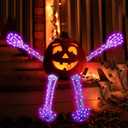 Set of 4 Pumpkin Skeleton Bones Arms and Legs with 8 Light Modes Realistic Halloween Movable Posable Bendable Skeleton Hands Joints Spooky Scary Horror Decoration Outdoor for Porch Yard 2 Arms 2 Legs