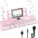 Piano Keyboard, 61 Key Upgrade Kids Pianos Music Toy with Light-up Keys & Pro Teaching Modes, Dual Speaker, 70 Demos,100 Tones, 100 Rhythms Perfect Christmas/Birthday Gift for Kids (Pink), 26.5 x 7.8 x 2 inches