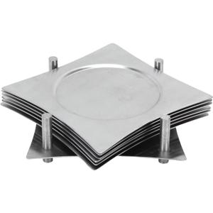 Zap Impex Square Coaster Set of 6 with Holder Made of Stainless Steel Stainless Steel Saucer to prevent Stains and Scratches by Juice, Glasses, Bar, Drinks Cups, Coffee Cups