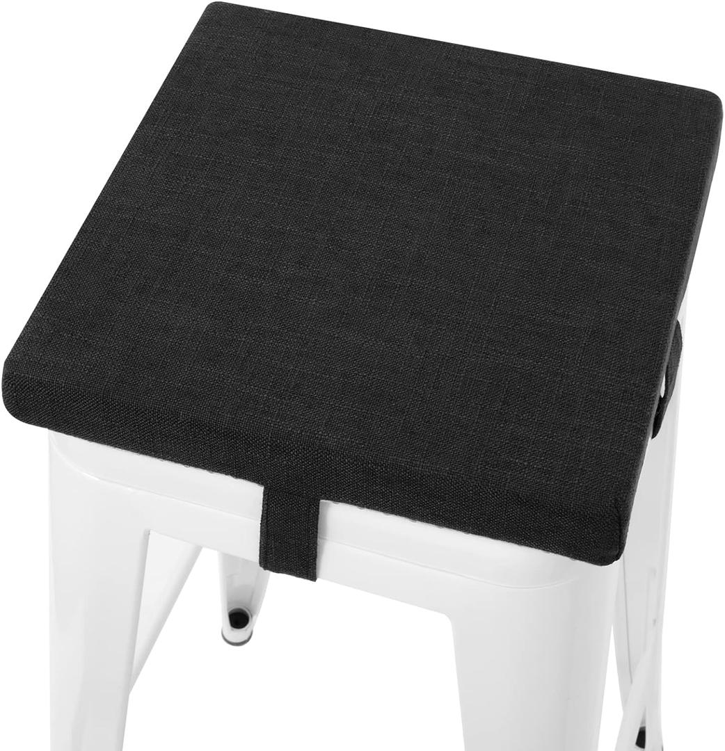 Tromlycs Stool Cushion Square for Bar Stools with Ties 14x14 Chair Seat Cushion Textured Barstool Pad, 1 Piece, 14 inches, Black