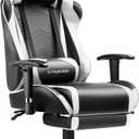 GTRACING Gaming Chair with Footrest, High Back Computer Chair Ergonomic Game Desk Chair Racing Executive Adjustable Swivel Rocker with Headrest and Lumbar Support (White)