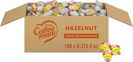 Nestle Coffee mate Coffee Creamer, Hazelnut, Liquid Creamer Singles, Non Dairy, No Refrigeration, 0.375 fl oz Tubs (Pack of 180)