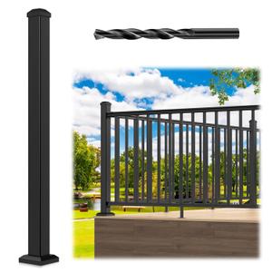 Egadis 2.56 in. x 2.56 in. x 39 in. Aluminum Railing Post with Screws & Drill, Porch and Deck Railing Post, Textured AAMA 2604 Powder-Coat Finish Stair Post for Decks, Porches & Balconies (1x39 Post)