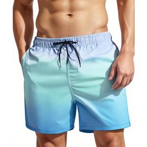MADHERO Mens Swim Trunks Short Bathing Suit with Mesh Lining Swimming Shorts (Large, Blue Purple)