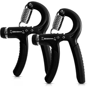 Adjustable Hand Grip Strengthener, 5-60 kg Resistance Range, Multiple Exercise Methods, Black, Set of 2