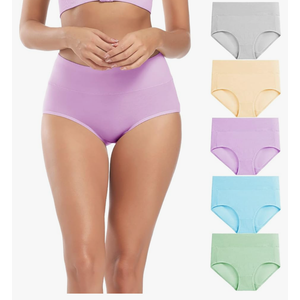 Molasus Women's Cotton Underwear High Waisted Full Coverage Ladies Panties (Regular & Plus Size L)
