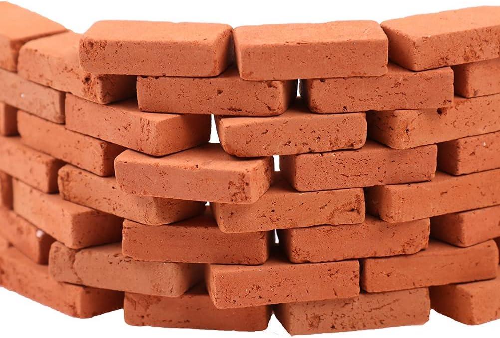 200 Pcs 1/16 Miniature Bricks,Mini Red Brick Stone,Model B-Rick,Mini Artificial B-Rick,Premium Clay Bri-CKS,DIY Fake Bri-CKS,Lifelike BRIC-k Ornament,for Dollhouse Decoration,Handmade Craft