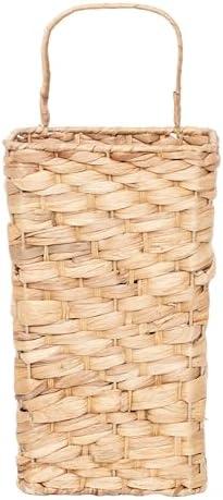 Water Hyacinth Hanging Basket Wall Basket for Organizing Door Decor for Flowers Decorative Baskets with Sticky Hook for Bathroom Dormitory Organizer Natural, 7.9’’X4.7’’X13.4’’ In.