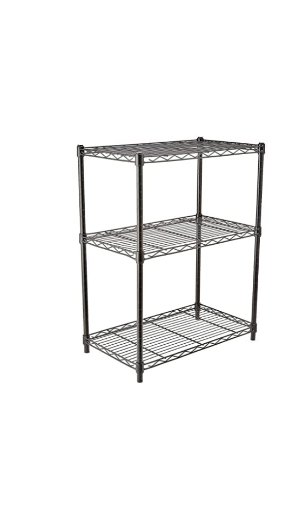 Amazon Basics 3-Shelf, Storage Shelving Unit, Steel Organizer Wire Rack, Black