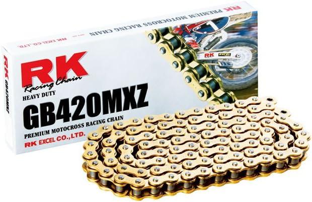 RK Racing Chain GB420MXZ-114 (420 Series) Gold 114 Link Heavy Duty MX/SX Racing Non O-Ring Chain with Connecting Link