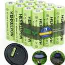 Henreepow Ni-MH AA Rechargeable Batteries, Double A High Capacity 1.2V Pre-Charged for Garden Landscaping Outdoor Solar Lights, String Lights, Pathway Light (AA-600mAh-12pack)