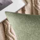 MIULEE Pack of 2 Decorative Outdoor Solid Waterproof Throw Pillow Covers Faux Linen Garden Farmhouse Cushion Cases for Patio Tent Balcony Couch Sofa 16x16 Inch Dark Green