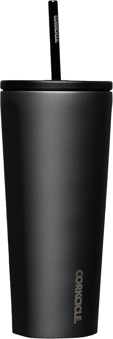 Corkcicle Cold Cup Insulated Tumbler with Straw - Keeps Drinks Cold for 12 Hours - Triple-Insulated Stainless Steel - Leak-Resistant Lid - Summer Drinkware Gift - 24 oz - Ceramic Slate