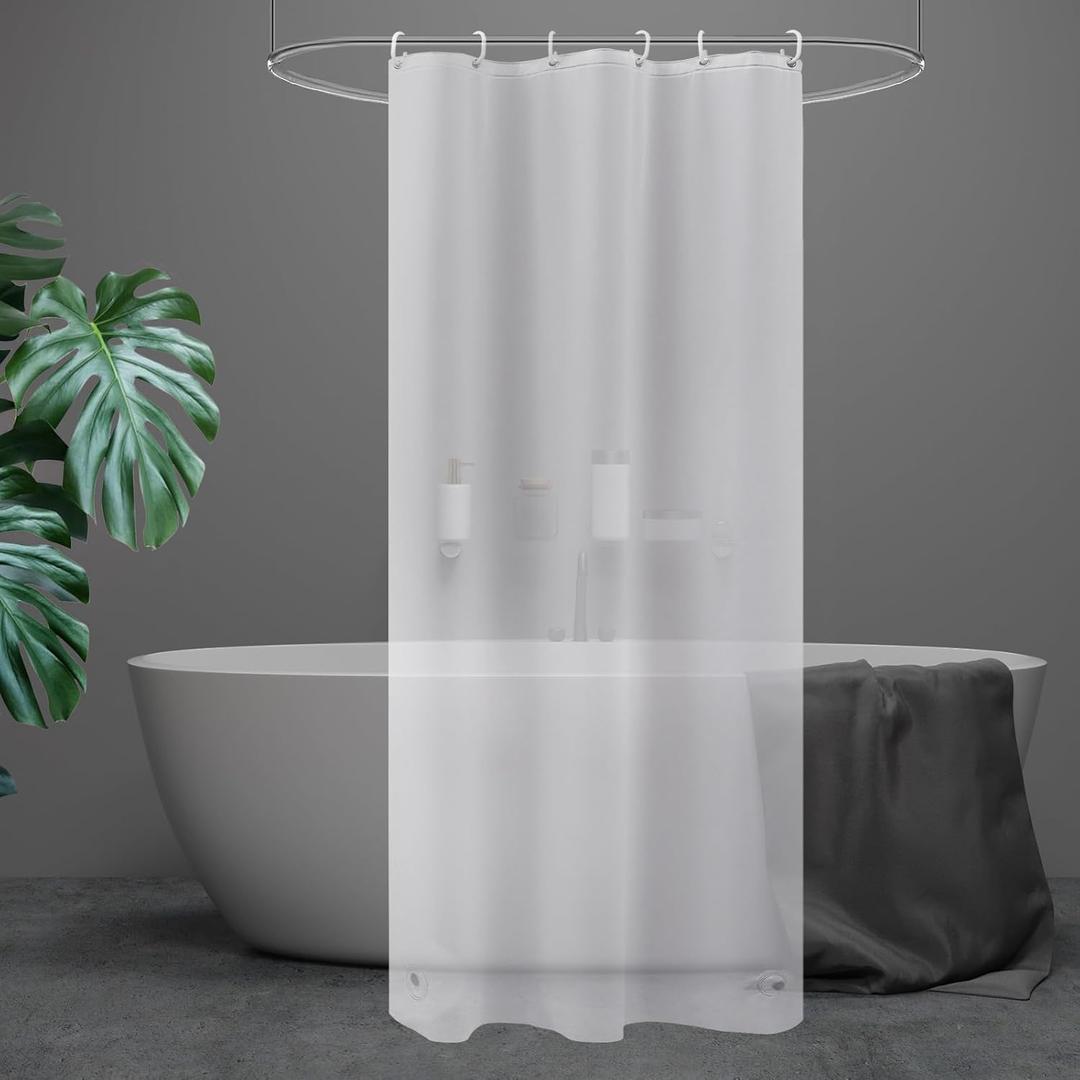UFRIDAY Shower Stall Curtain 36x72 inches,Frosted Small Stall Shower Curtain Liner with 2 Magnets Plastic Waterproof Shower Curtain with Hooks