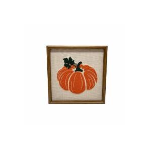 Decorative Framed Wall Art Featuring Textured Pumpkin Design