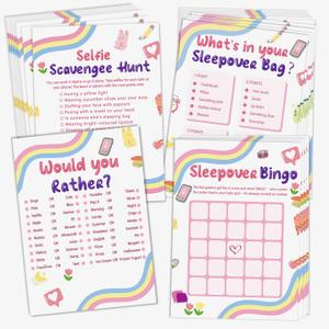 Sleepover Party Supplies for Girls, 4Funny Girls Night Games Sleep Over Essentials for Slumber Party Supplies