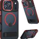 MAKAVO Magnetic for iPhone 17 Pro Max Case with Stand, Compatible with MagSafe, Slim Translucent Matte Military-Grade Drop Protection Phone Cover, Red