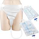 Wearable Urinal Collector with Reusable Silicone Urine Catheter Bag (2000ml & 1000ml), Portable External Catheter Urine Bag for Men White